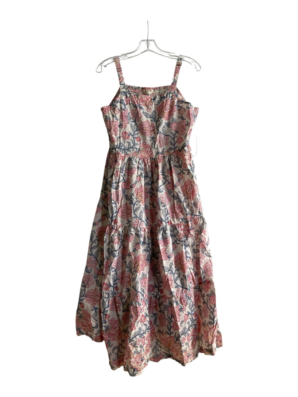 Bombay paisley Large Artisanal Painterly Floral Adjustable Strap Tiered Dress